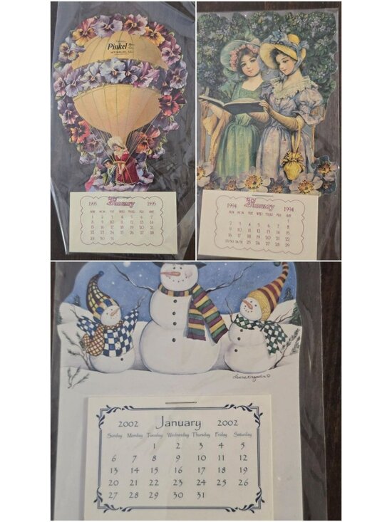 Other - Vintage Assorted Die-Cut Calendars 1994 1995 2002 Snowman Hot Air Balloon Women